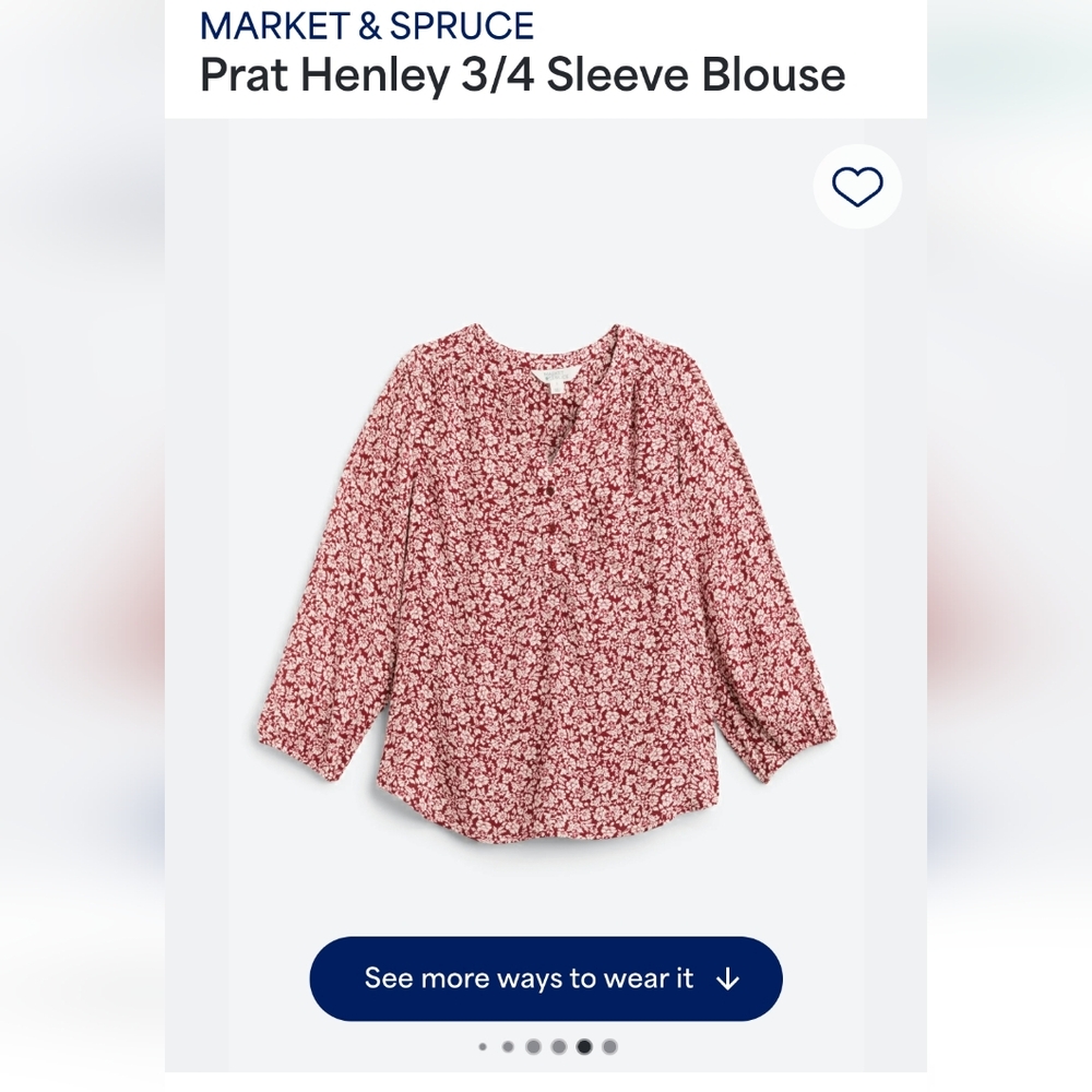 Market & Spruce 3/4 sleeve top, XXL, Red/White